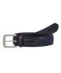 Men's Tri-Color Ribbon Inlay Leather Belt