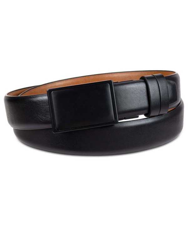 Men's Reversible Faux-Leather Compression Plaque Buckle Dress Belt