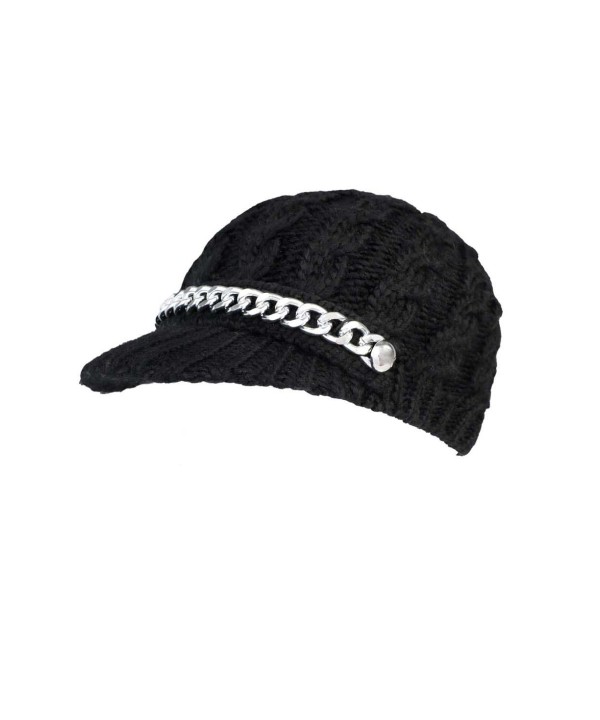 Women's Button Chain Moving Cables Peak Hat