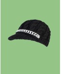 Women's Button Chain Moving Cables Peak Hat